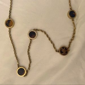Michael Kors long gold/brown necklace